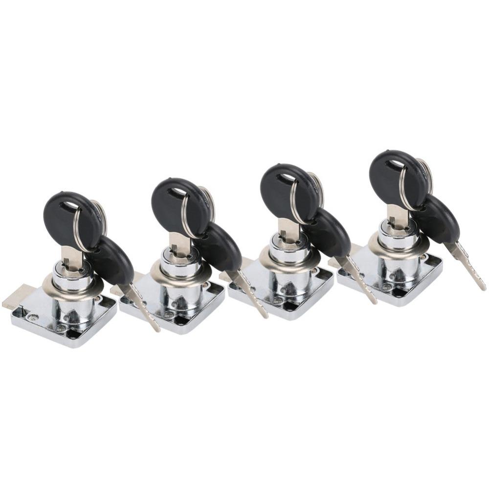 4pcs Durable Drawer Lock with Key Keyed Alike Cylinder Drawer Lock Security Cabinet Cam Lock Office