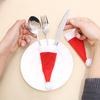 21PCS Christmas Decorative Tableware Fork Set Christmas Hat Storage Tool