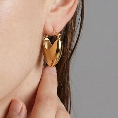 18K Gold-Plated Heart-Shaped Stainless Steel Earrings: High-End European Design for Women