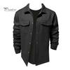 Simple Lapel Male Coat Men Autumn Winter Solid Color Shirt Long Sleeve Flap Relaxed Fit Jacket Pockets Single Breasted Loose Casual Tops Retro Texture