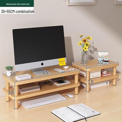 Shixun 3-Tier Natural Wood Monitor Riser & Desk Organizer
