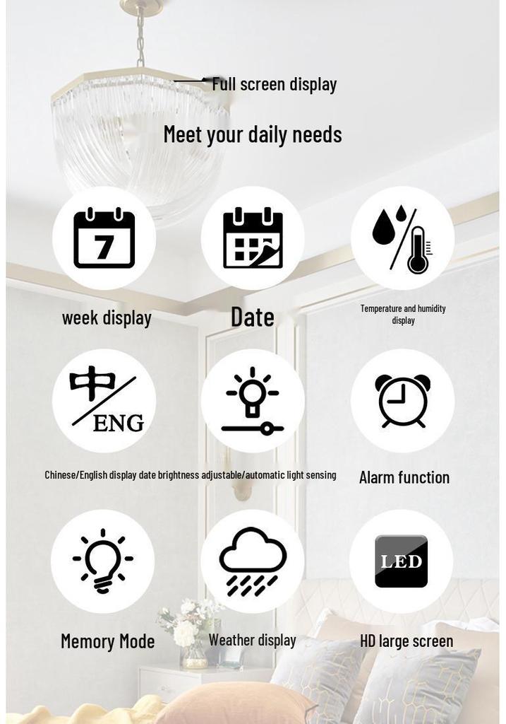 Large Screen Multi-Functional Weather Clock with Barometric Pressure, Temperature, and Humidity Sensor