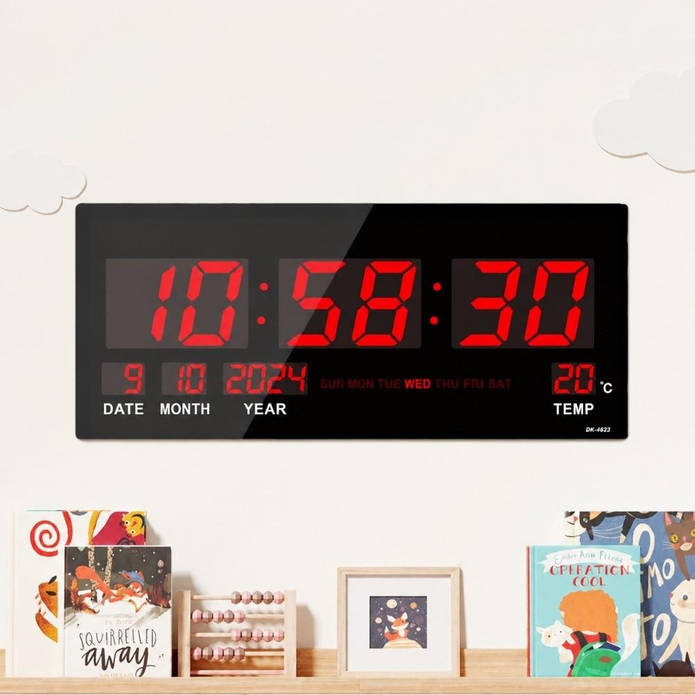 Black Digital Wall Clock LED Screen Perpetual Calendar Clock High Quality LED Wall Clock Home Use