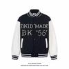 Tide Brand AC Milan Embroidered Leather-Sleeve Versatile Baseball Jacket