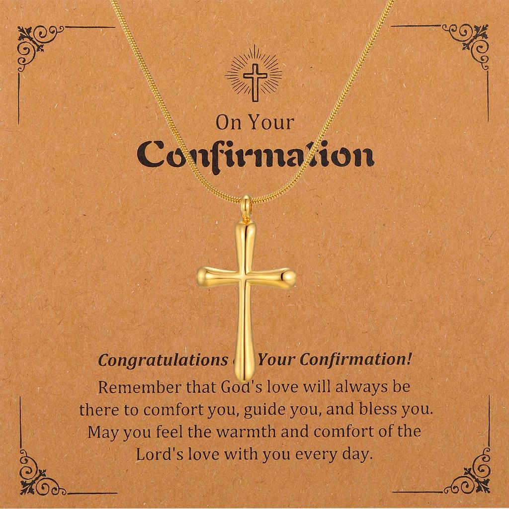 Cross Necklace for Women, Baptism First Holy Communion Confirmation Easter Gifts Teenage Christmas Gift for Mom Nephew