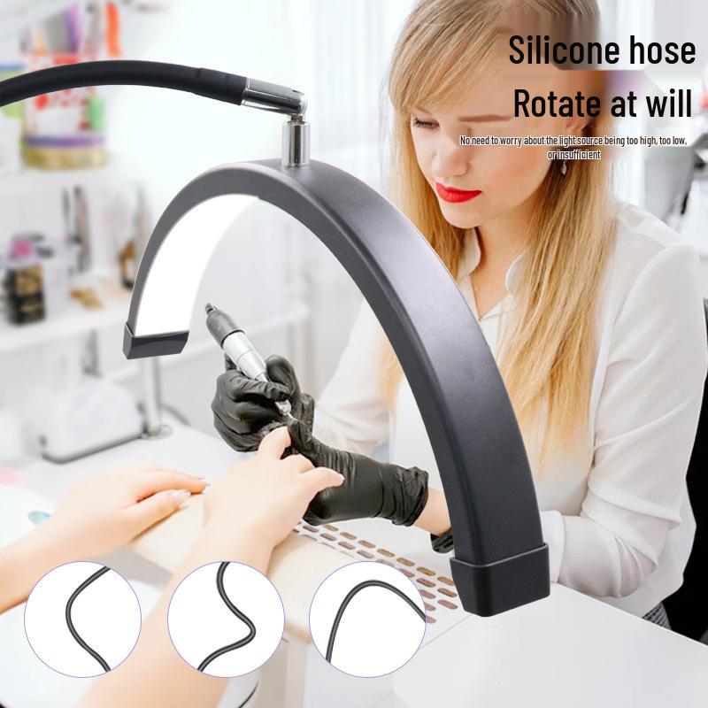16-inch Desk Clamp Crescent Beauty Lamp, 20W Flexible Hose, for Tattooing, Eyebrow Shaping, Nail Art, U-Shaped Eye Protection, Eyelash Extension.