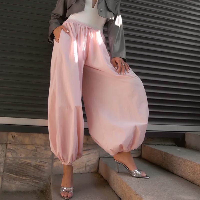 2026 Summer Loose Long Pants Women Trousers Pleated High Waist Trousers Solid Casual Wide Leg Bloomers Women Dance Lantern Pants