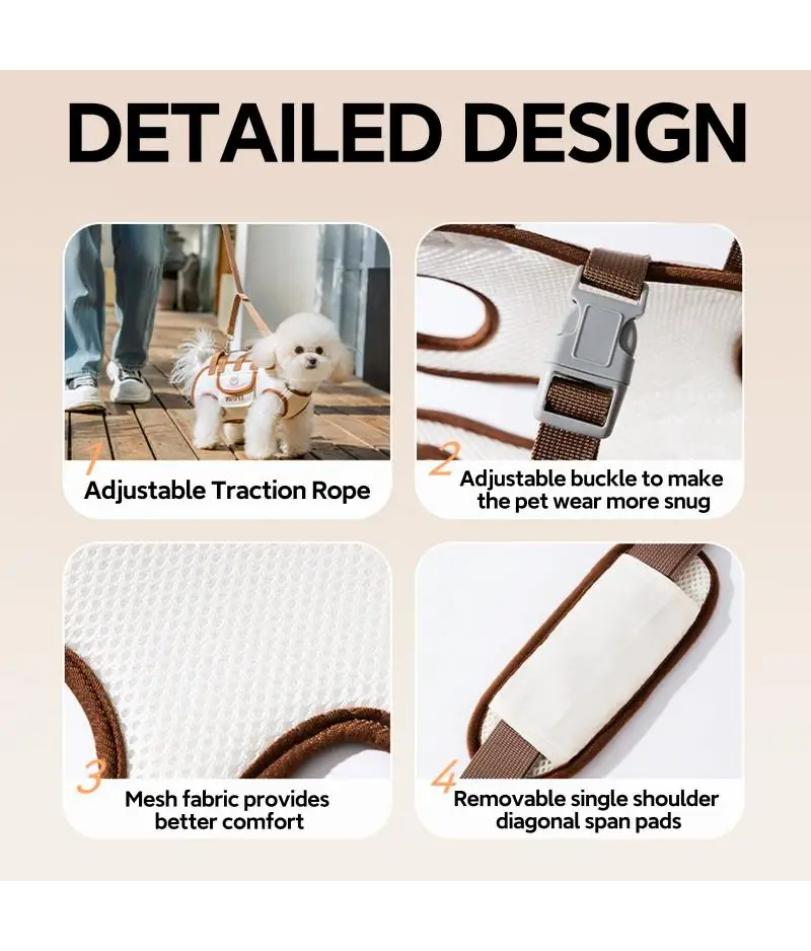 Portable Outdoor Breathable Traction Backpack Dog Leash Cat and Dog Harness Can Be Carried or Crossbody Cat Bag Pet Supplies