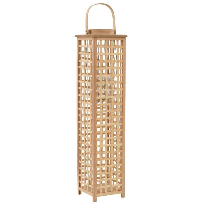 Bougeoir suspendu - Bambou Naturel - Pot en verre Ø12 cm - 19,5x19,5x84 cm - Extérieur/Intérieur