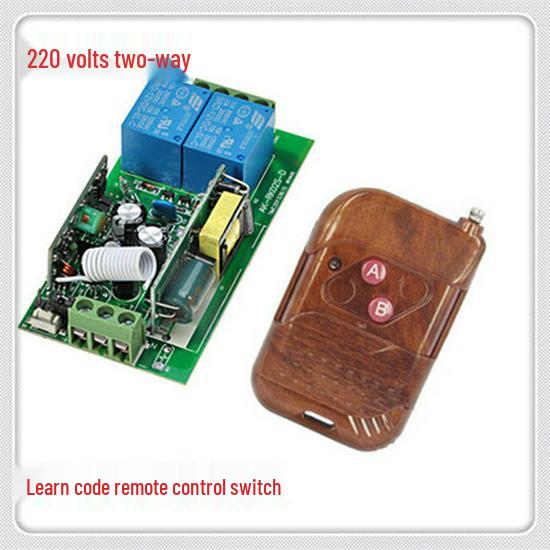 220V Dual-Learning Code Wireless Switch + Peach Wood 2-Button AB Remote, 315M/433M Option Available Single Channel Switch