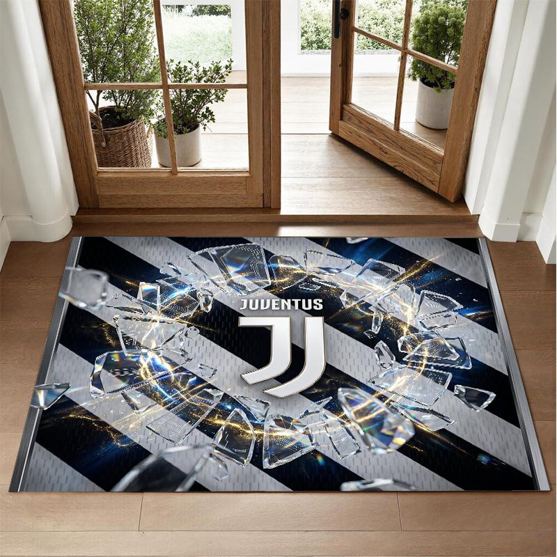 Juventus FC Design Crystal Velvet Rug Soft Decorative Mat for Bedroom Entrance