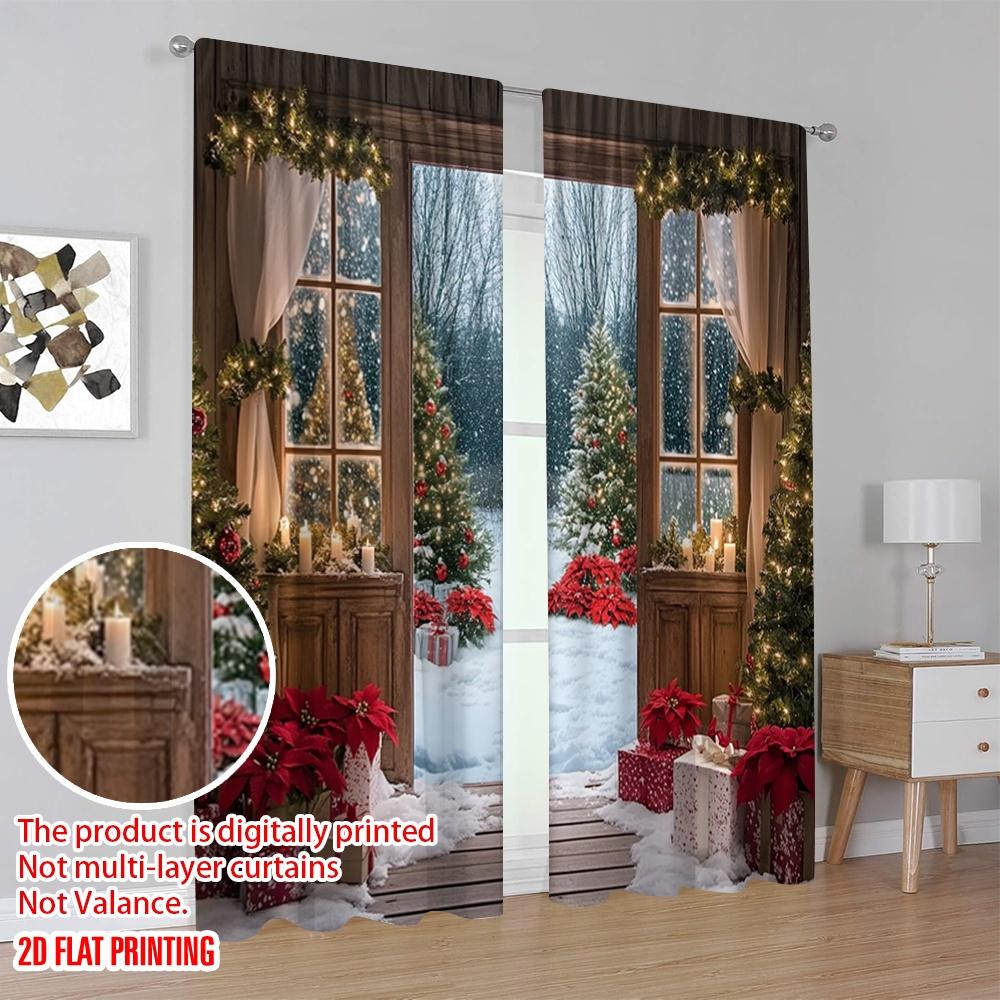 2pcs 2D Flat Printing Merry Christmas Popular Drapes Christmas13 Machine Washable Fabric Without Electricity Party Decorations