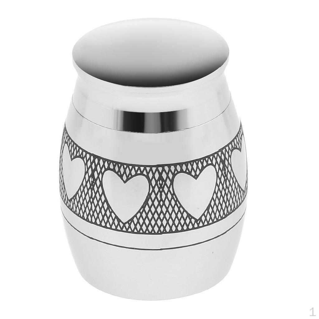 Heart Pattern Cremation Urn Stainless Steel Jar L M Size L