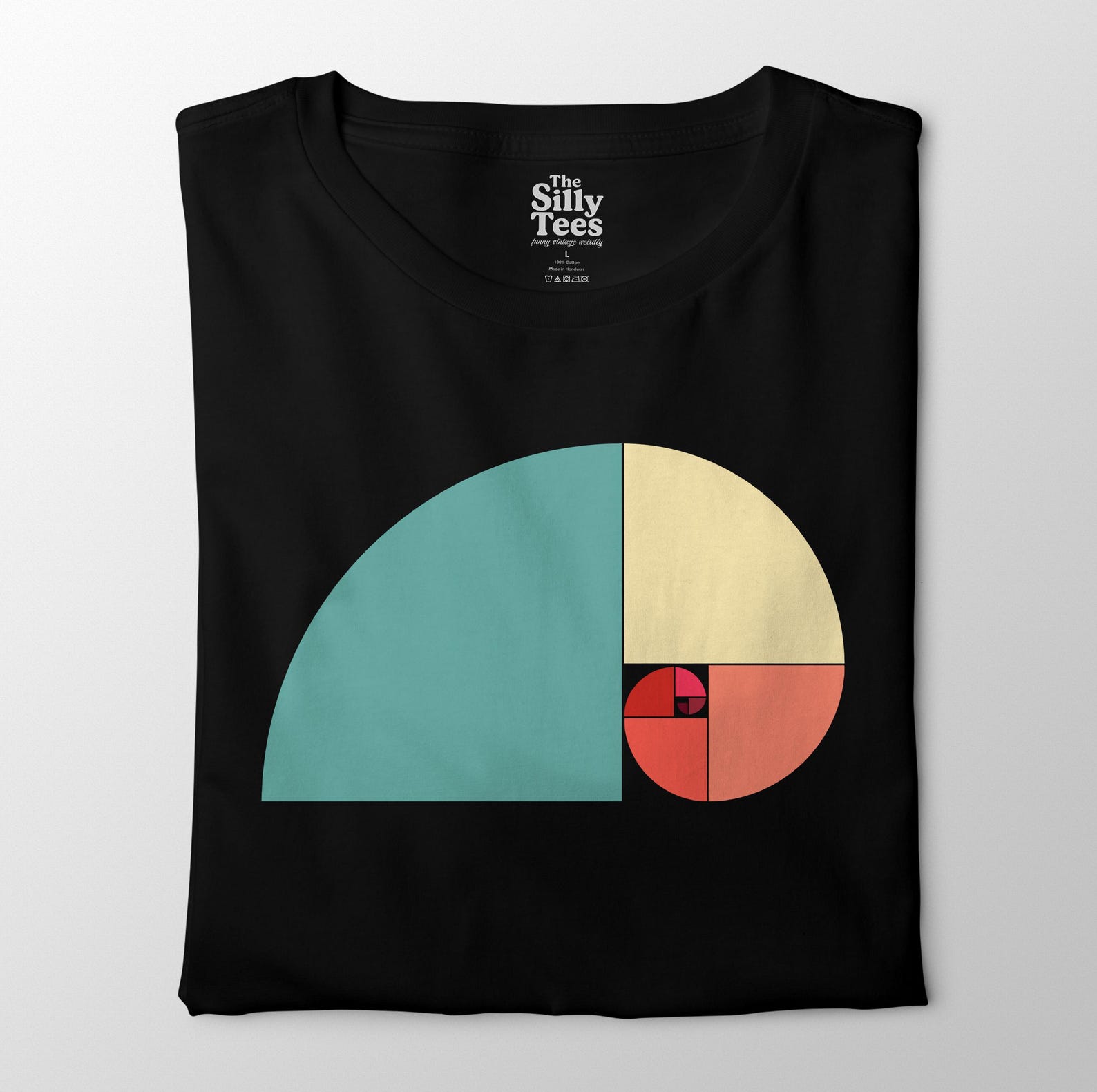 Fibonacci Spiral Graphic Tee: Golden Ratio Math Art Shirt S