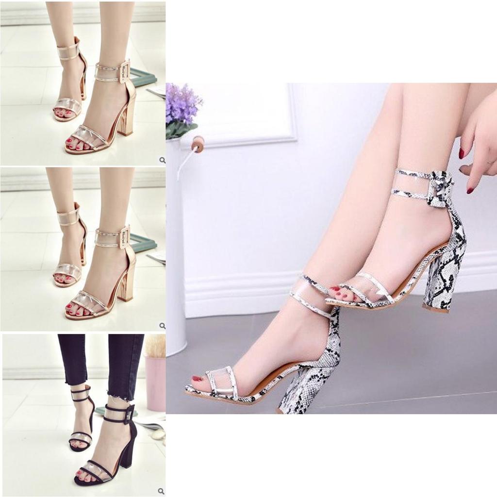Premium Quality Women Dress Sandals Featuring Transparent Thick High Heels And Chic Design