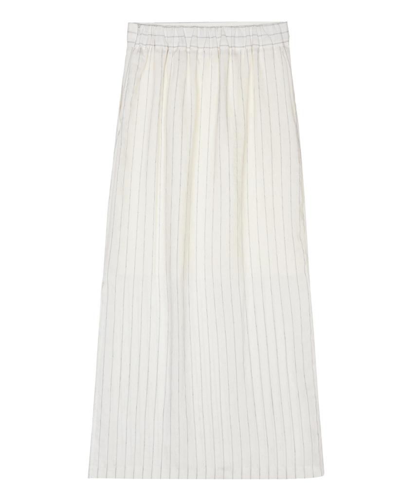 Nigaennikol Linen Stripe Long Skirt_Ivory