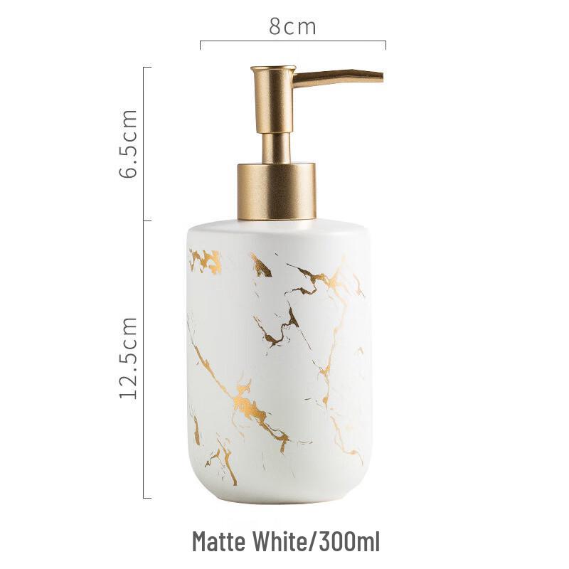 Nordic Matte White Marble Ceramic Dispenser Bottle