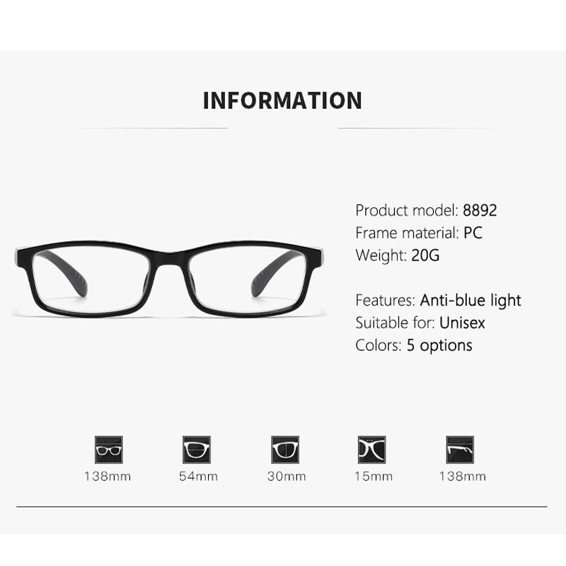 Fashionable Light-color-changing Dual-purpose Reading Glasses Ultra-light Trendy Square Frame Multi-focus Reading Glasses 88