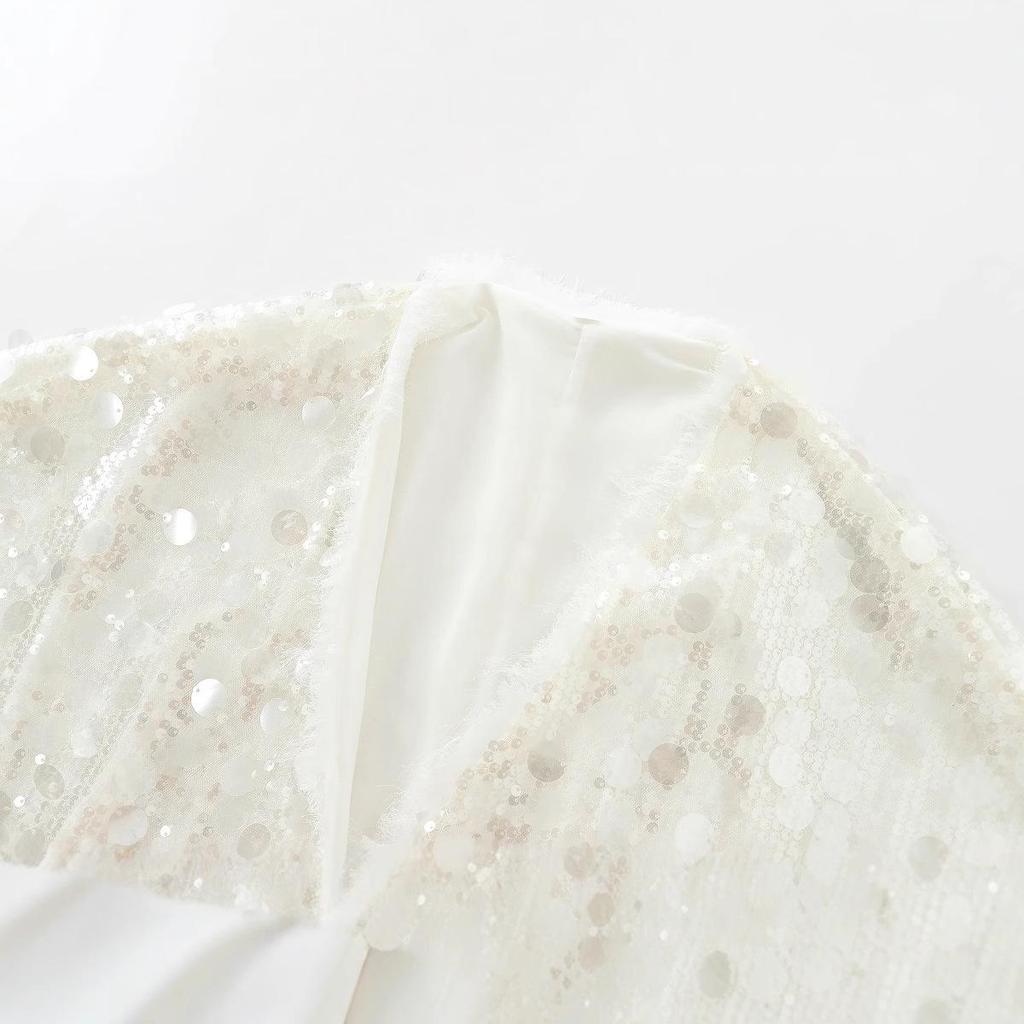 European & American Women's Sequin-Embellished Wrap Kimono Top