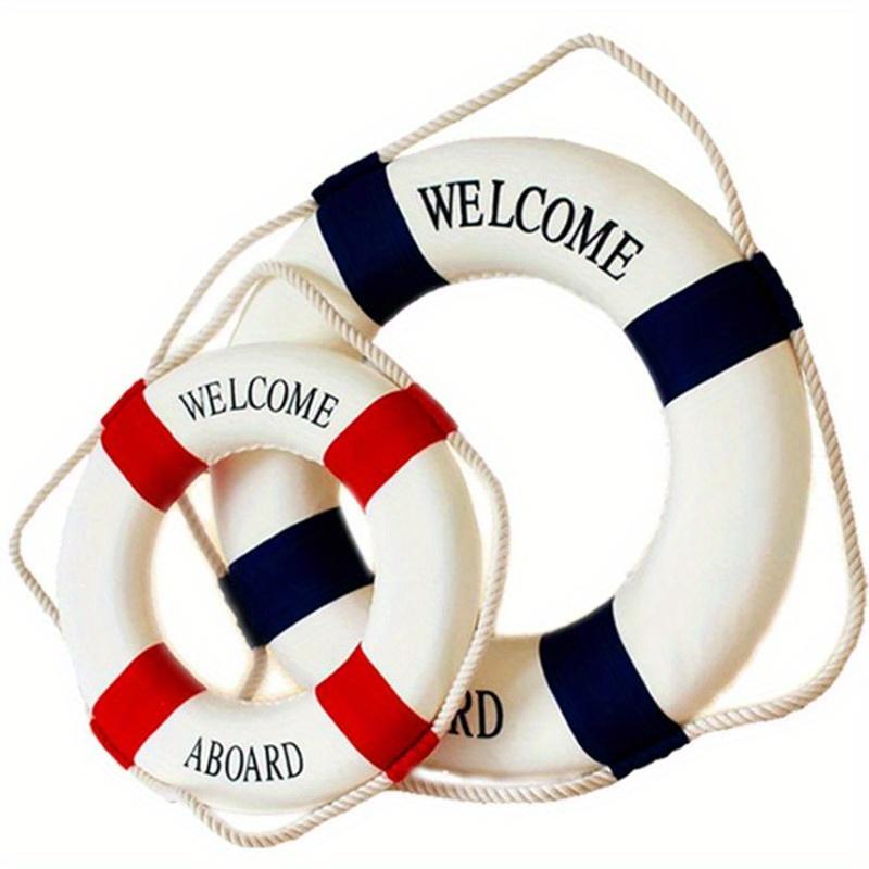 Klassischer Rot-Blauer Rettungsring Schreibtischdekoration, Nautisches Ornament - Perfekt für Home Office, Regal oder maritime Themenzimmergestaltung