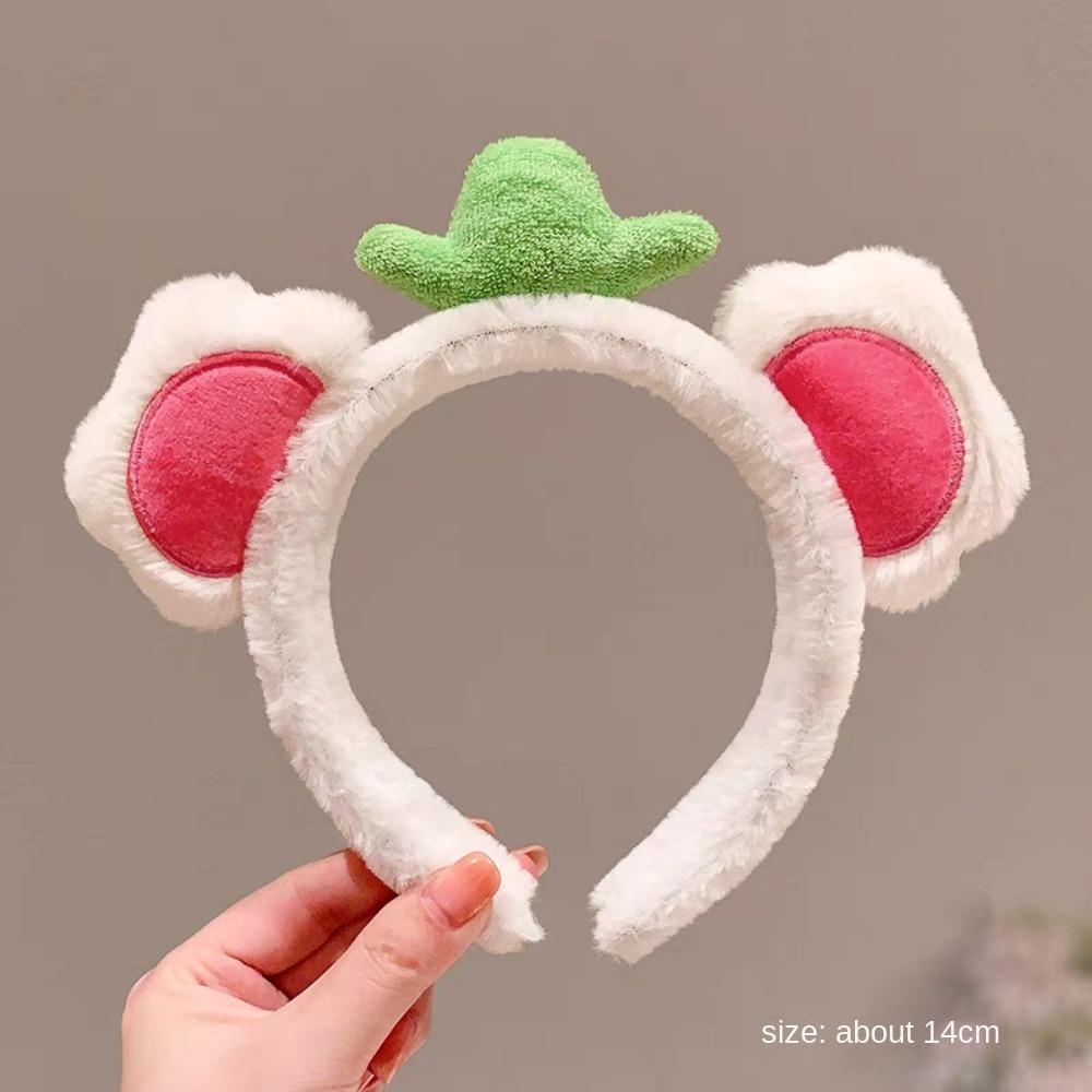 Cute Fruit Bear Ear Hair Hoop Sweet Girl Headwear Fashion Plush Hairband Hair Clip  For Women Girls