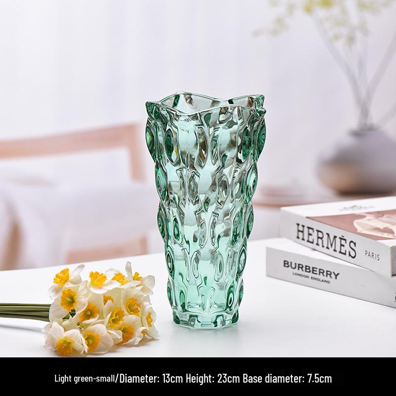 Vază Nordică din Sticlă de Cristal, Diametru Mare pentru Flori Proaspete și Plante Verzi, Decor Elegant pentru Casă și Hotel.