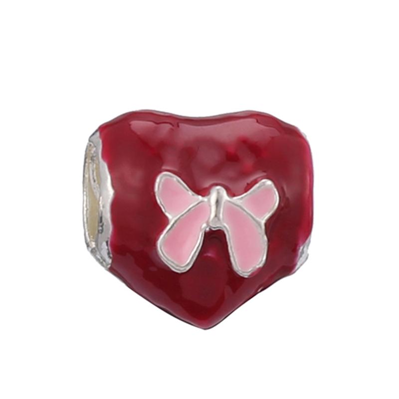 4pcs Sale Romantic Style Enamel Love Heart Charms Beads Fit Original Bracelets Necklaces For Women Girlfriend Jewelry Making