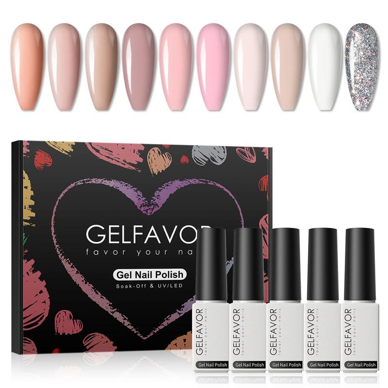 

GELFAVOR 10/28 шт. набор гель-лаков для ногтей 5 мл замачиваемый УФ-светодиодный гель-лак для ногтей базовое верхнее покрытие гель-лак блестящий гель-лак для ногтей для дизайна ногтей