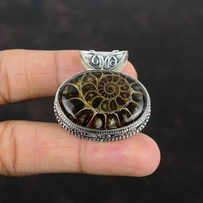 Ammonite Fossil Pendant Handmade Real Gemstone Pendant 925 Sterling Silver Pendant Very Pretty Vintage Pendant Amazing Jewelry Gift For Her