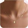 Women's Gold Initial Pendant Necklace - Personalized 26 Letter Tag Jewelry