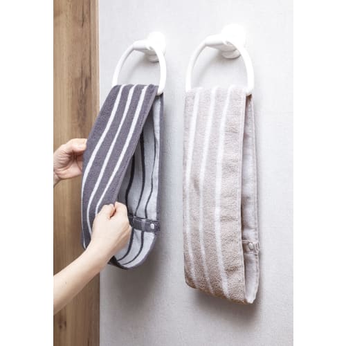 Kosugizen Schmale Waschlappen, Rollhandtücher, Gestreift, 2 Farben, 16 x 80cm, Praktische Größe, Knopfverschluss, Rollbar, 2er-Set, ZG-185-2