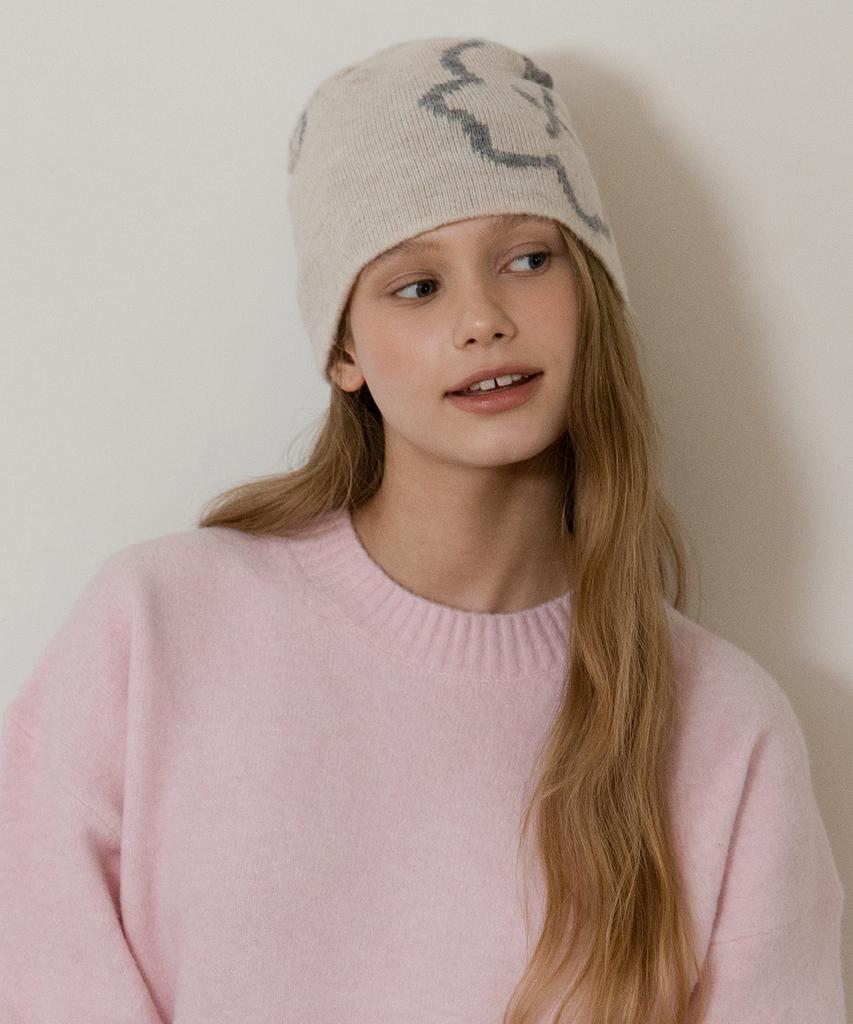Tatiana Sketch Flower Knit Beanie Ht8244 2 Colors