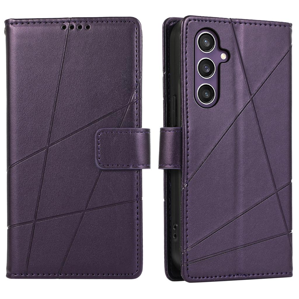 DF-06 For Samsung Galaxy S25 Phone Case Line Imprint Leather Wallet Cover