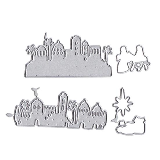 

People Castle Metal Cutting Die DIY Scrapbook Album Paper Cards Embossing Tool серебряный