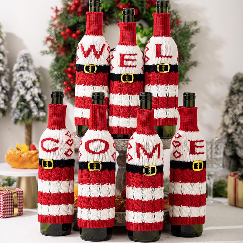 Vibrant And Decorative Knitted Letter Wine Bottle Holder For Christmas Parties And Gifts