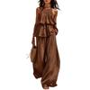 2026 Amazon Independent Station Popular Women's Clothing Casual European and American Style Elastic Neck Breathable Wide Leg Pants Two-piece Set