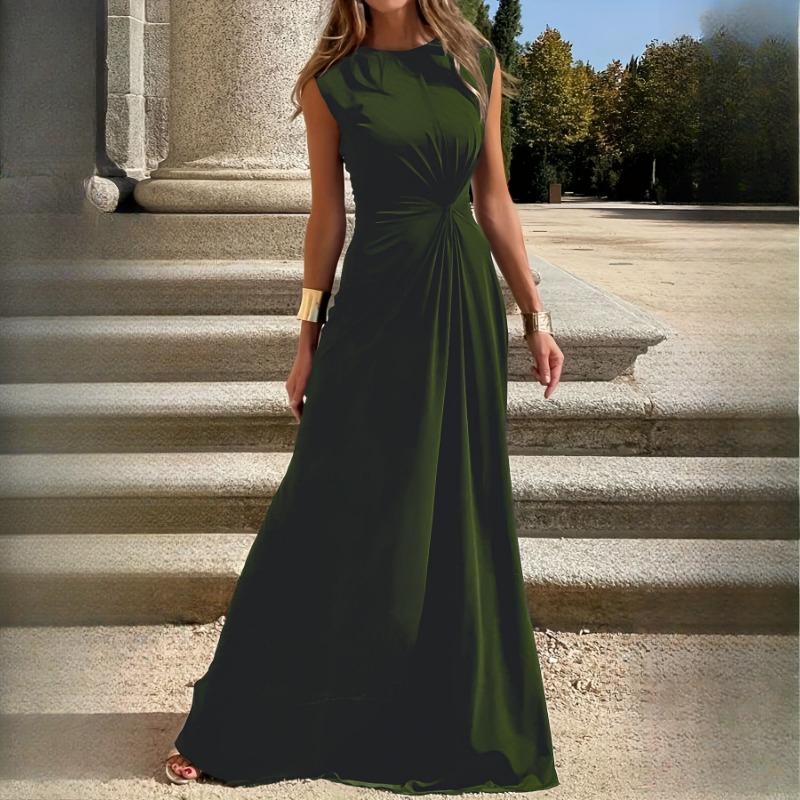 GMXIA Móda Ležérní Out Temperament Dojíždějící S pasem Elegantní Šaty s O-výstřihem Dlouhé šaty