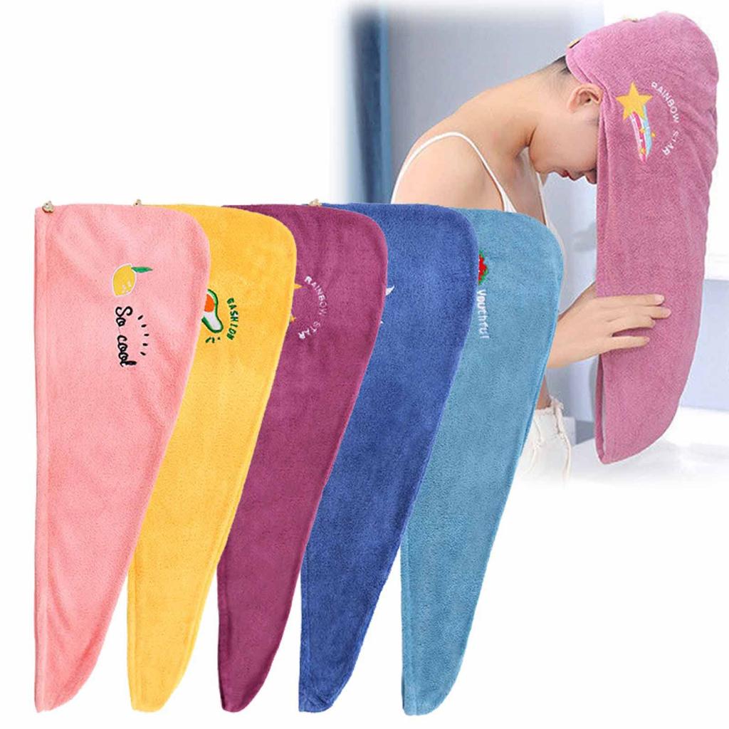 Coral Fleece Ladies Hair Towel Washable Hair Turban Wrap Drying Head Towels for Children and Women Wet Hair