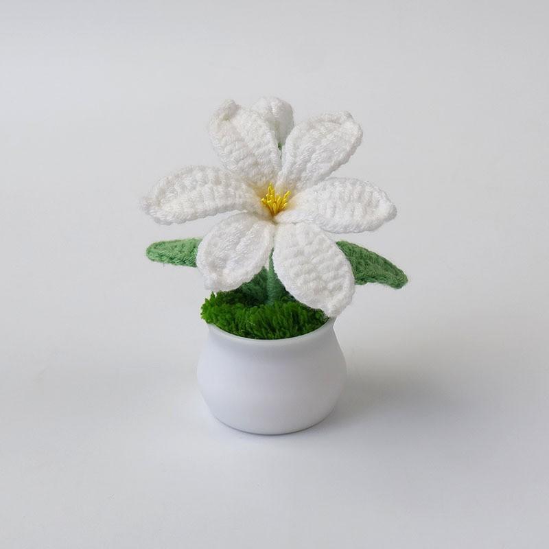 Hand-Knitted Wool Fake Flowers Set: Sunflower, Carnation, Tulip - Desktop Decor, Teacher/Student Gift, Everlasting Bouquet