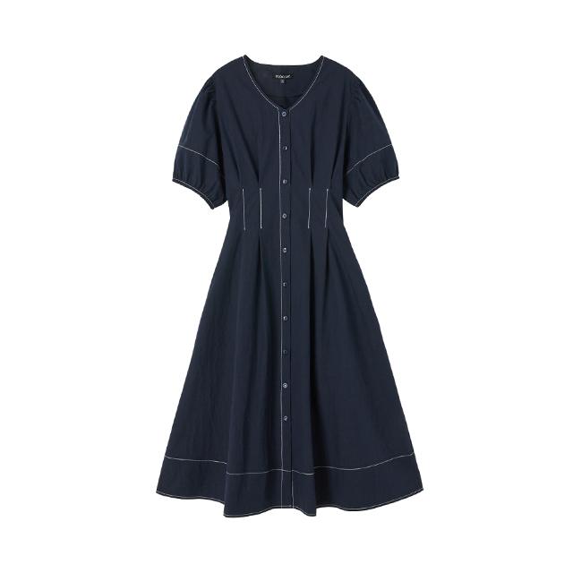 Rap Color Block Stitch Long Dress Ar2Wo461