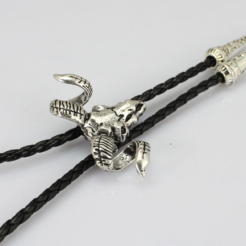 Elegant Black Bolo Tie with Bull Pendant Cowboy Bull Necktie Western Necklace Cool Bola-Tie Western Cowboy Costume