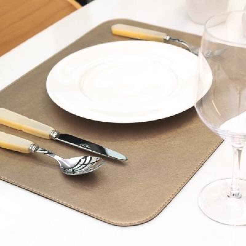 Hard leather double-sided square table mat, hard leather brown/bronze 1P