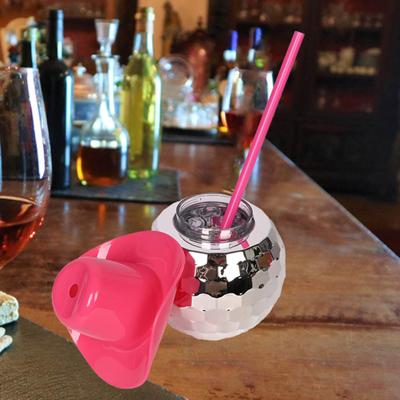 1 Set 600ml Strohbecher mit Deckel Kugelform Auslaufsicher Kreativ Flash Disco Cowboyhut Weingläser Tasse Barzubehör