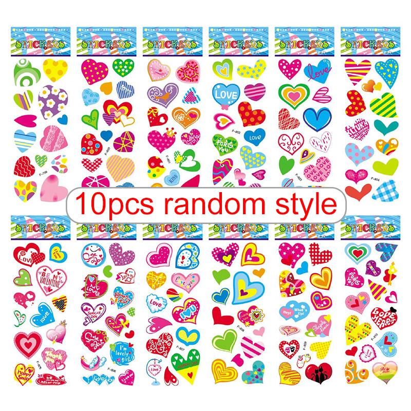 10sheets 3D Bubble Decorative Sticker Colorful Cartoon Cute Style Reusable Stickers for Birthday Christmas New Year Gift TMZ