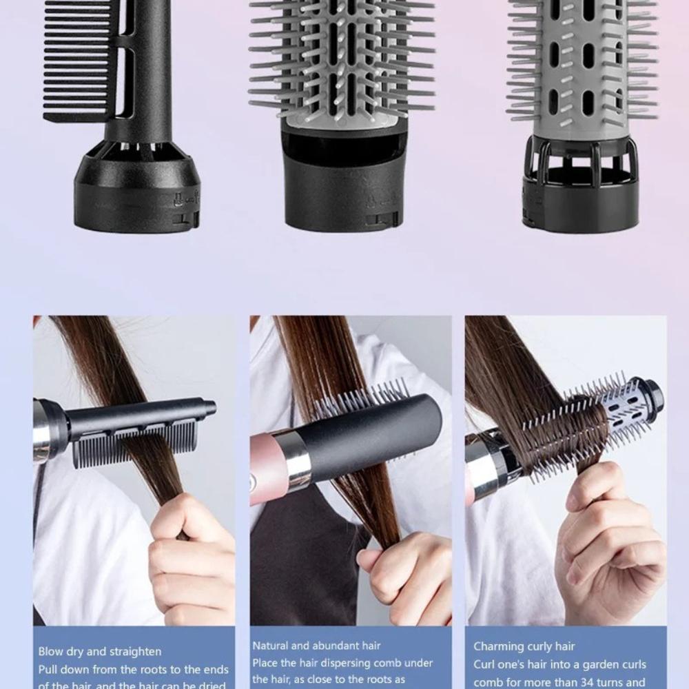 3-in-1 Haartrockner Tragbarer Kamm Ionischer Haarstreckbürste Heißluft Locken für Haarroller Föhn Schnelltrocknender Haarwickler Lockenwickler