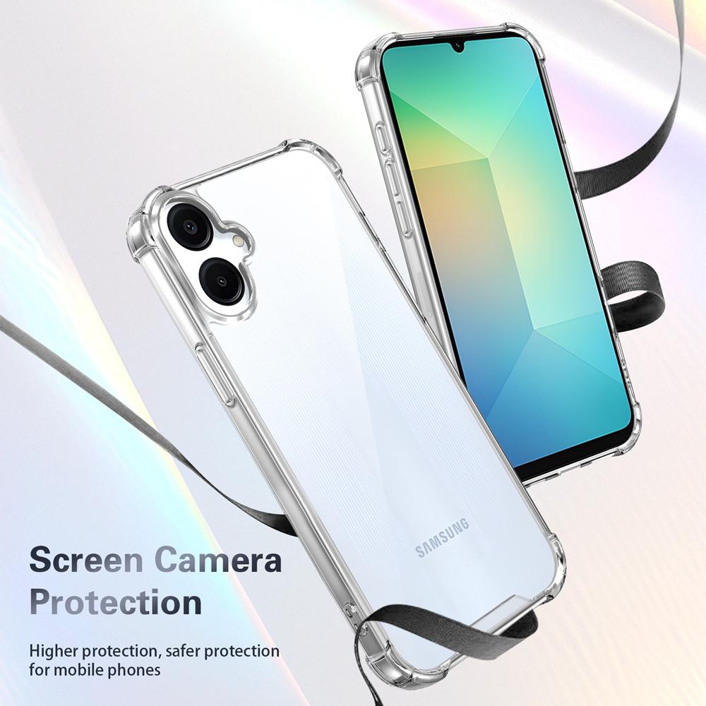 KEYSION Custodia trasparente antiurto a quattro angoli per Samsung A06 4G 5G TPU morbido+PC Cover posteriore trasparente per telefono per Galaxy A06 5G