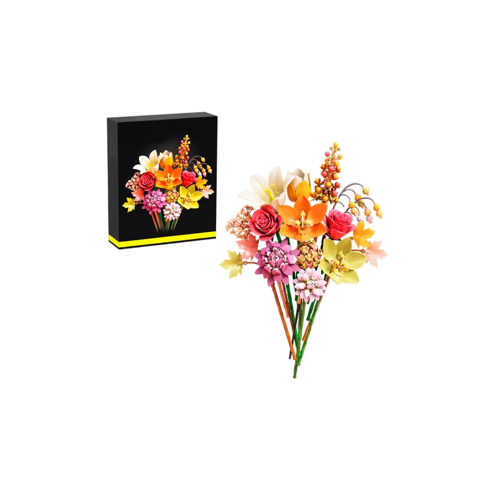 813 Preserved Flower Bouquet Building Kit for Girls - DIY Set with Roses and Lilies, Home Decor Display Gift One Size