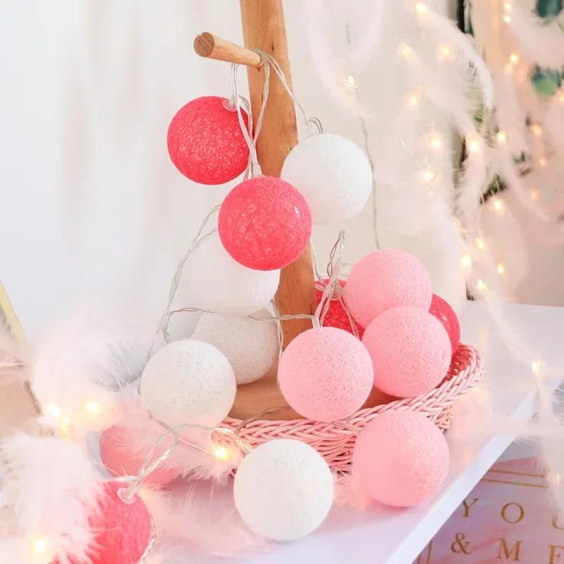 3CM Cotton Balls String Lights Garland Fairy Street Lights Christmas Decorations for Home Outdoor Wedding Garden Patio Lights