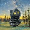 A Mysterious Resin Figurine of A Cat Wearing A Hat for Halloween