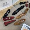 French Retro Style Gold Coin Chain with Mary Jane Shoes Women's Low Heels 2025 Autumn New Square Head Thick Heel Suede Single Shoes